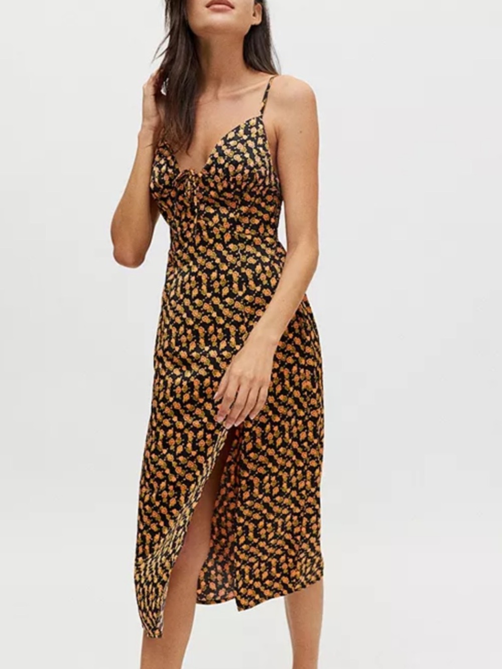UO Mariah Lace Up Midi Slip Dress Hearts NWT